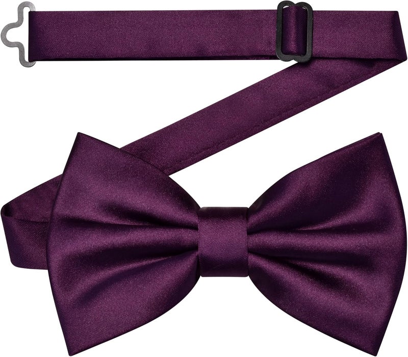 Branduce Solid Color Pre-tied Bow Tie and Pocket Square Lapel Pin Set for Men - Image 3